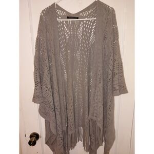 Women's Shawl Wrap One Size Gray Boho Do Everything In Love Embroidery Fringe